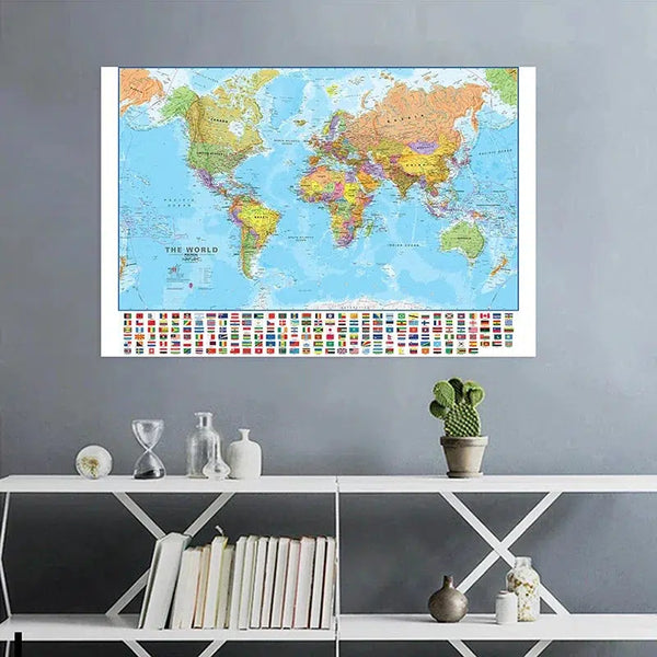 World Map with Flags - 120x80cm(47x31in)