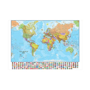 World Map with Flags - 120x80cm(47x31in)