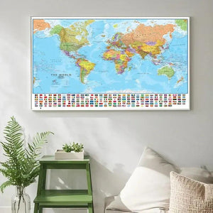 World Map with Flags Poster - Country Flags Wall Art