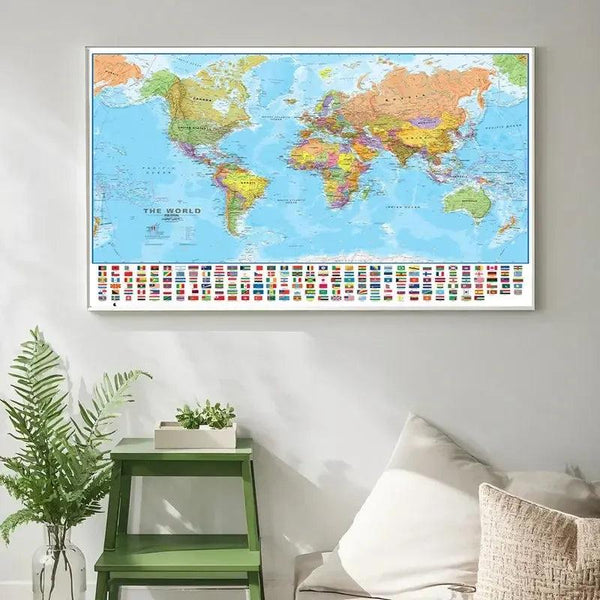 World Map with Flags Poster - Country Flags Wall Art