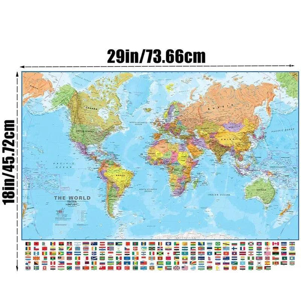World Map with Flags Poster - Country Flags Wall Art