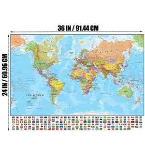 World Map with Flags Poster - Country Flags Wall Art