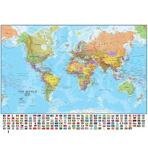 World Map with Flags Poster - Country Flags Wall Art
