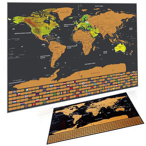 World Scratch Map Poster - Scratch Off Travel Map with Flags