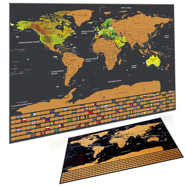 World Scratch Map Poster - Scratch Off Travel Map with Flags