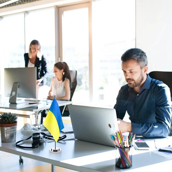 Yellow Black Desk Flag - Small Office Table Flag