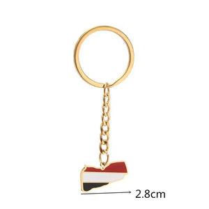 Yemen Flag Map Keychain