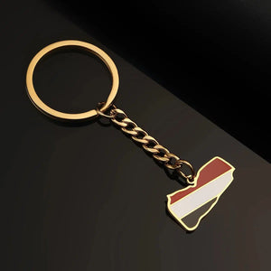 Yemen Flag Map Keychain