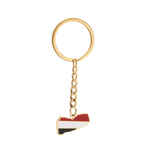 Yemen Flag Map Keychain