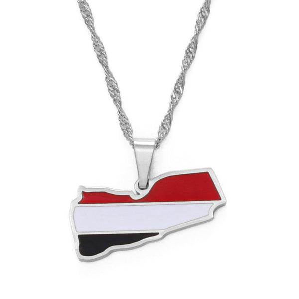 Yemen Flag Map Necklace