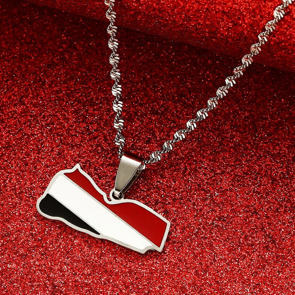 Yemen Flag Map Necklace