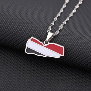 Yemen Flag Map Necklace