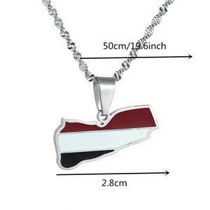 Yemen Flag Map Necklace