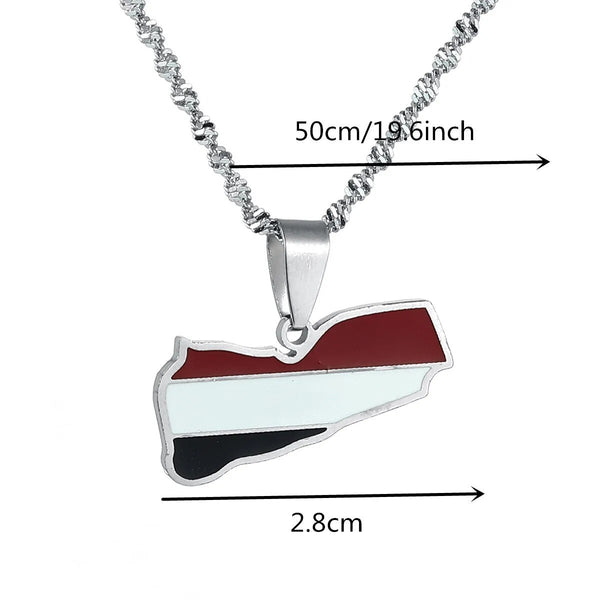 Yemen Flag Map Necklace