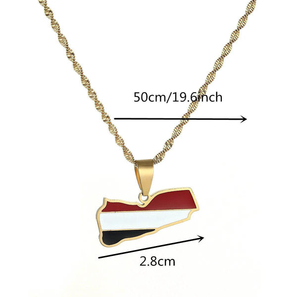 Yemen Flag Map Necklace