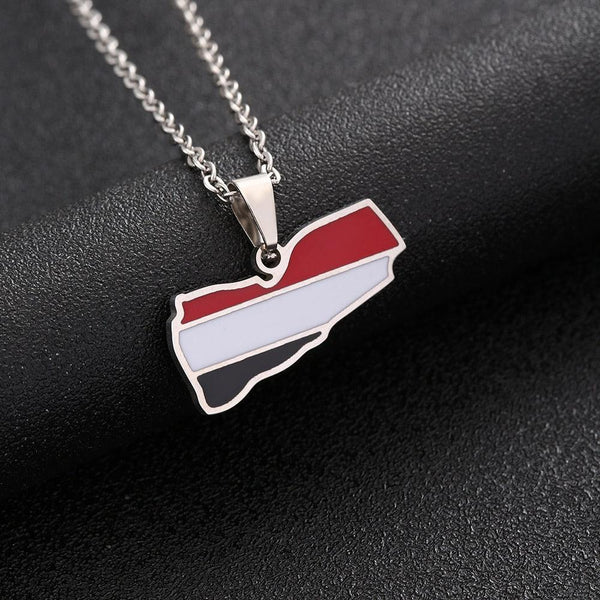 Yemen Flag Map Necklace