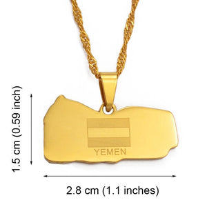 Yemen Flag Map Necklace