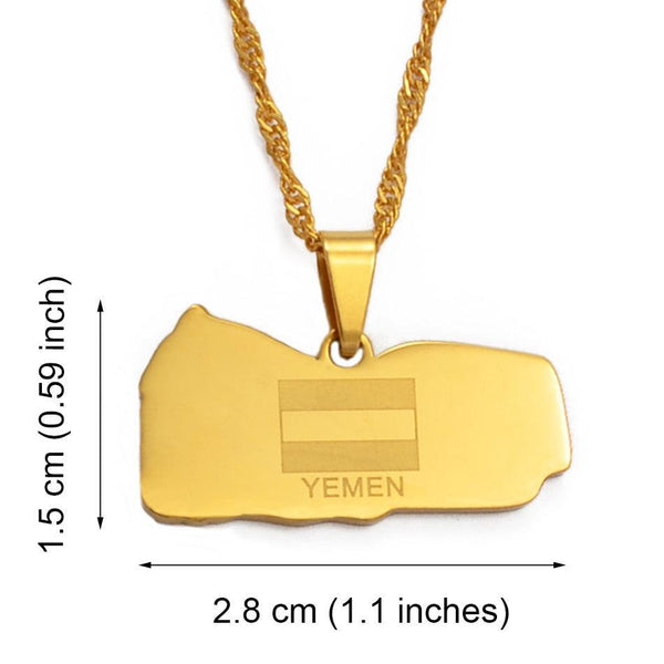 Yemen Flag Map Necklace