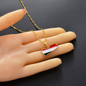 Yemen Flag Map Necklace