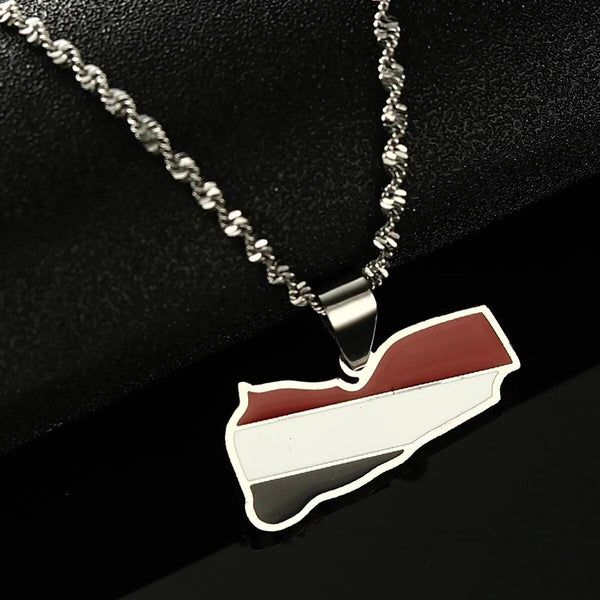 Yemen Flag Map Necklace