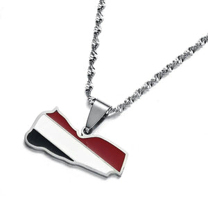 Yemen Flag Map Necklace