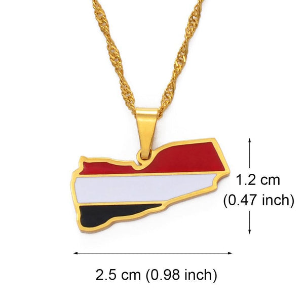 Yemen Flag Map Necklace