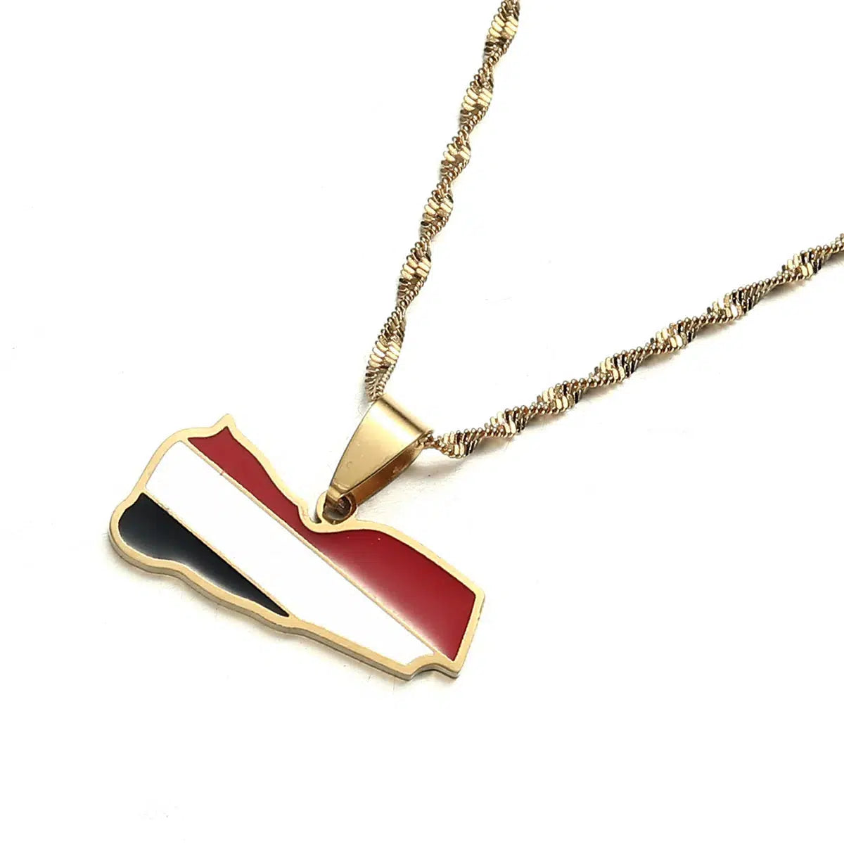 Yemen Flag Map Necklace