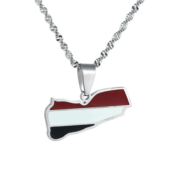 Yemen Flag Map Necklace