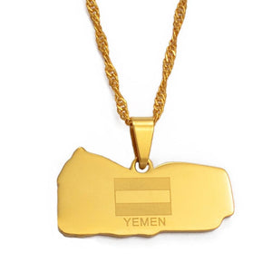 Yemen Flag Map Necklace