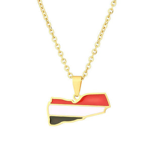 Yemen Flag Map Necklace