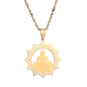 Yoga Lotus Pendant Necklace