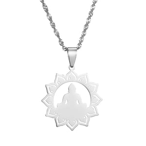 Yoga Lotus Pendant Necklace