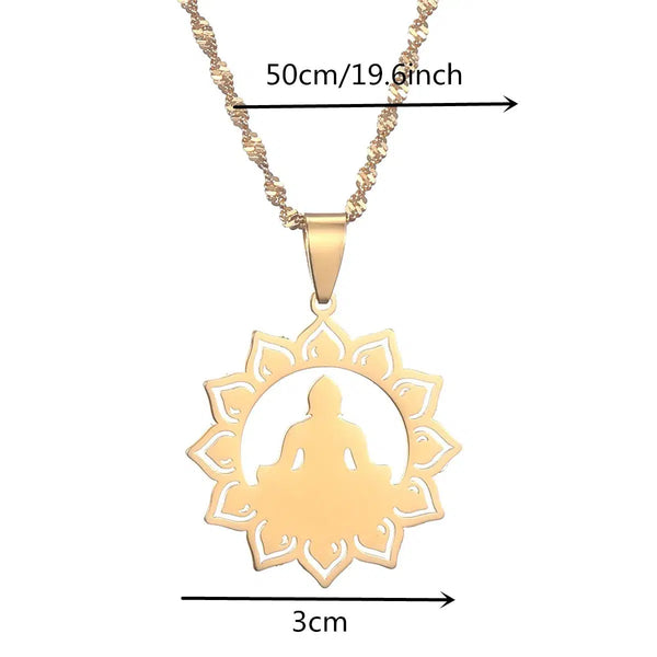 Yoga Lotus Pendant Necklace