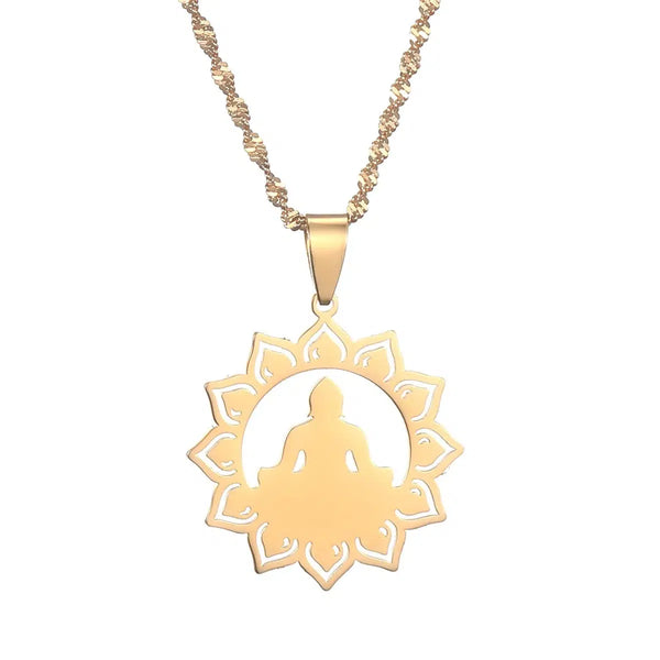 Yoga Lotus Pendant Necklace