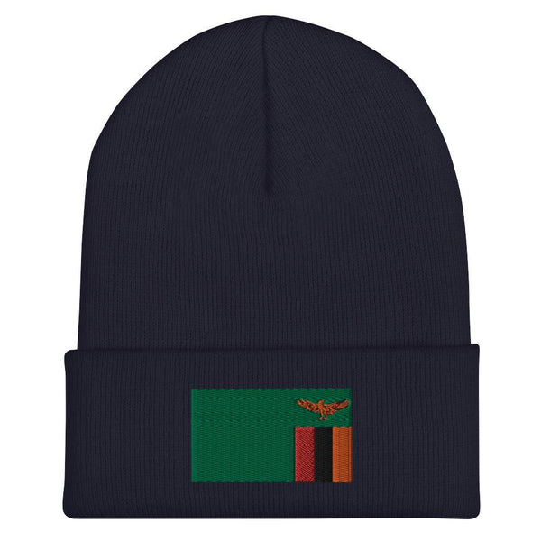 Zambia Flag Beanie - Embroidered Winter Hat
