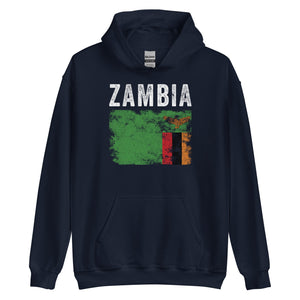 Zambia Flag Distressed - Zambian Flag Hoodie