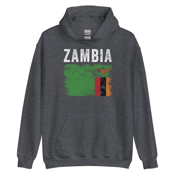 Zambia Flag Distressed - Zambian Flag Hoodie