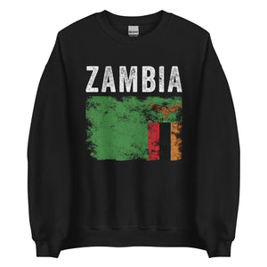 Zambia Flag Distressed - Zambian Flag Sweatshirt
