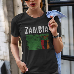Zambia Flag Distressed - Zambian Flag T-Shirt