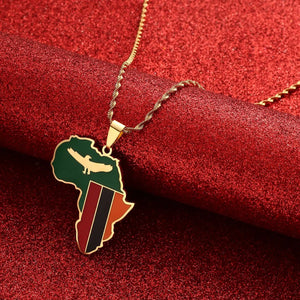 Zambia Flag Map Necklace