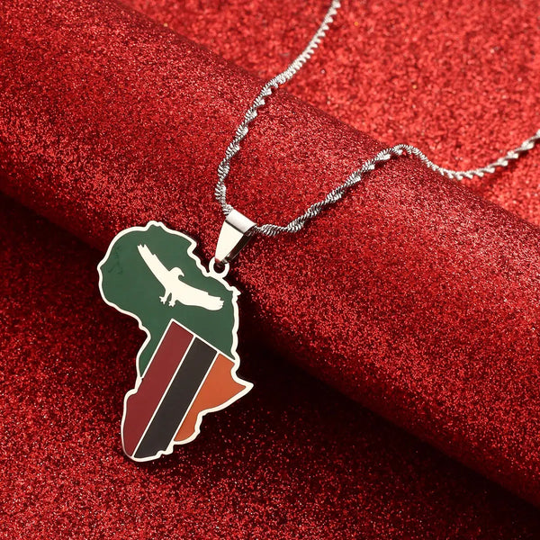 Zambia Flag Map Necklace