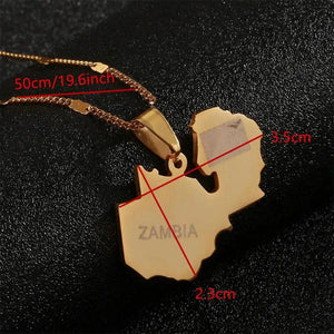 Zambia Flag Map Necklace