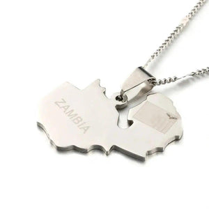 Zambia Flag Map Necklace