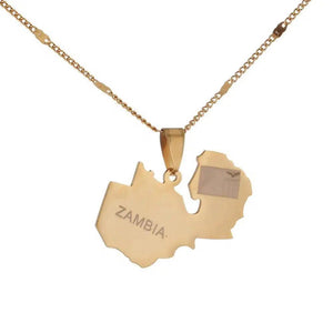 Zambia Flag Map Necklace