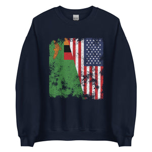 Zambia USA Flag - Half American Sweatshirt