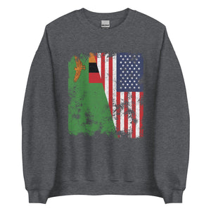 Zambia USA Flag - Half American Sweatshirt