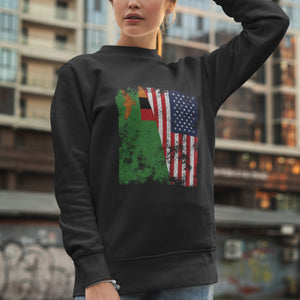 Zambia USA Flag - Half American Sweatshirt