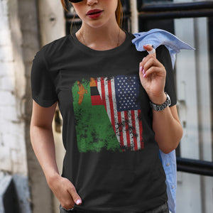 Zambia USA Flag - Half American T-Shirt