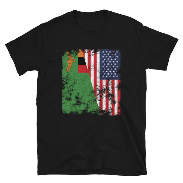 Zambia USA Flag - Half American T-Shirt