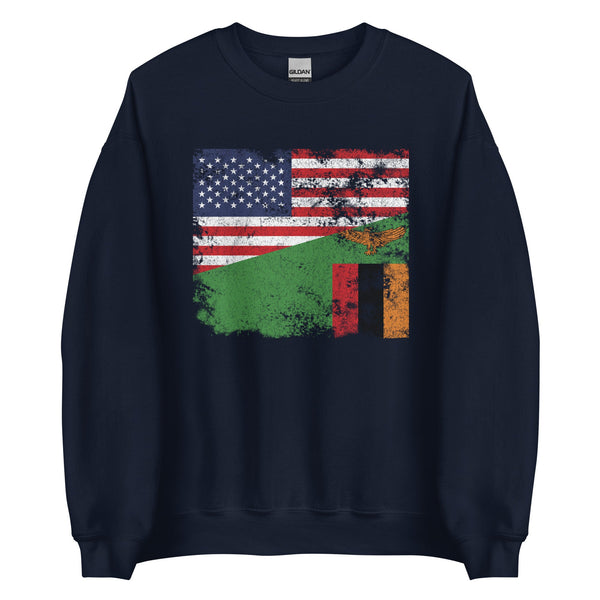 Zambia USA Flag Sweatshirt